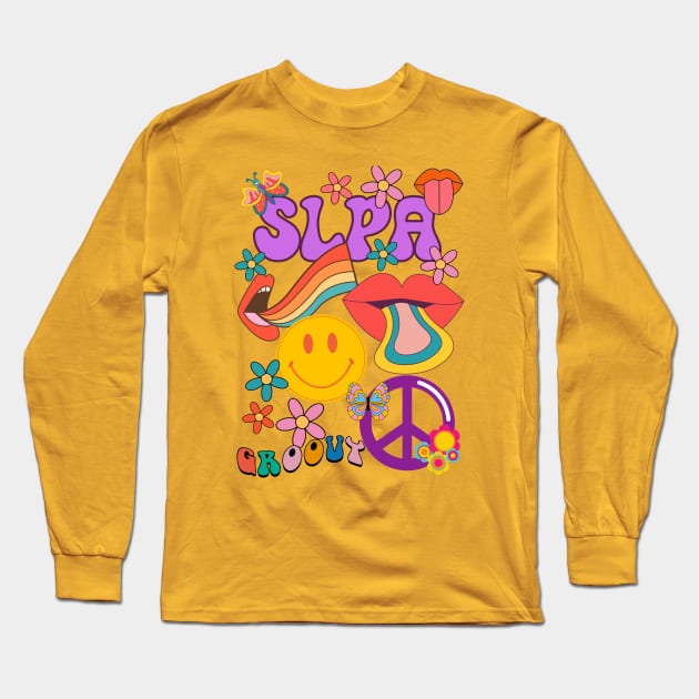 SLPA Groovy Slp Assistant Long Sleeve T-Shirt by Daisy Blue Designs